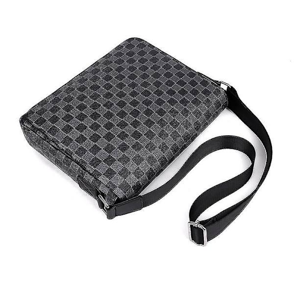Messenger Bag Axelväska Herrportfölj Business Rutig Väska För Man Läder Handväska Crossbody Väska Black