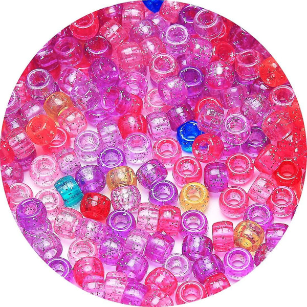 Glitterponnypärlor - 1000 pärlor för smycketillverkning, hantverk och hårflätor