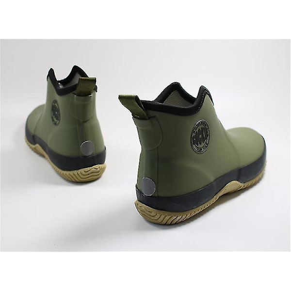 Herr Slip-on Regnstövlar Vattentäta Gummistövlar Ankelstövlar Utomhus Casual Fiske Stövlar Man Plattform Booties Green 38