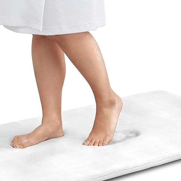 Bademåtter til badeværelse - Skridsikker - Hvid 17\" x 24\" Memory Foam Badeværelse White