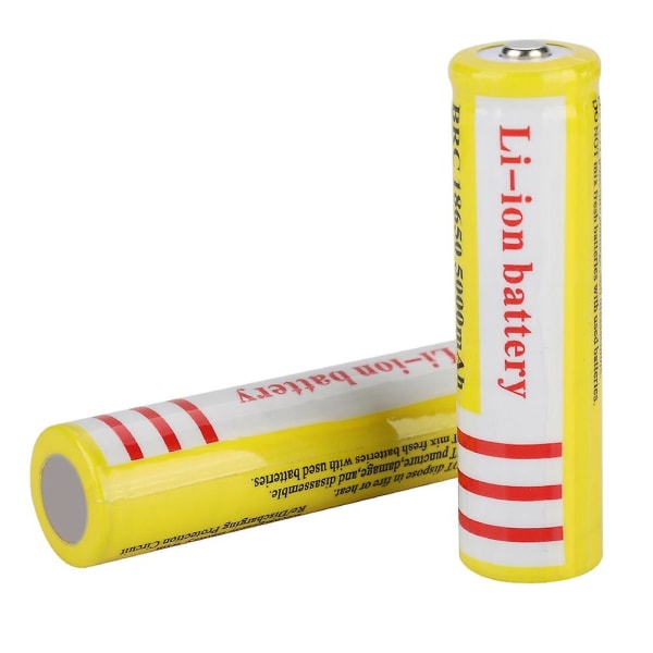 2 stk 18650 3.7v Li-ion genopladeligt batteri 5000 mah stor kapacitet gult lithium ion batteri