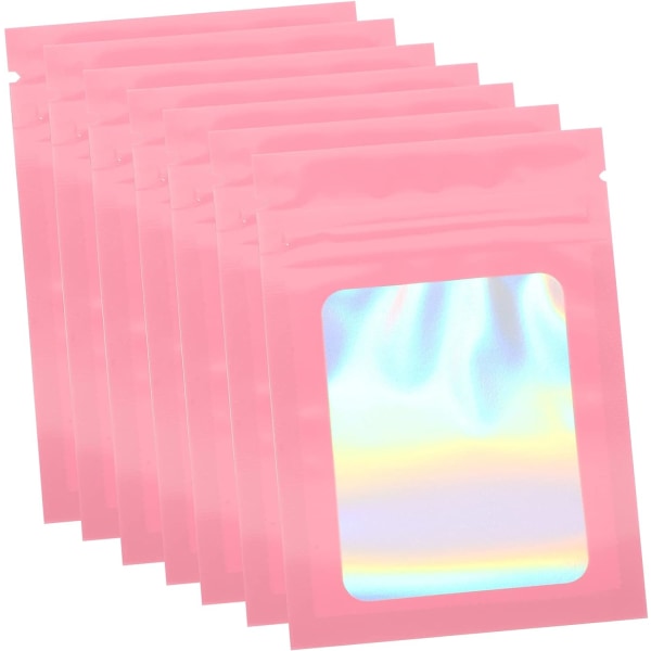 100 kpl Pillereiden säilytyspussi Kirkas pakkauspussit Minihelmet Pienet pussin organizer Suljettava Mini pink