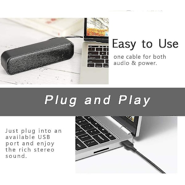 Th  Usb-datorhögtalare, bärbar högtalare Usb-driven högtalare med kabelansluten miniljudfält med minidesign för dator, stationär dator, bärbar dator, kassaflöde