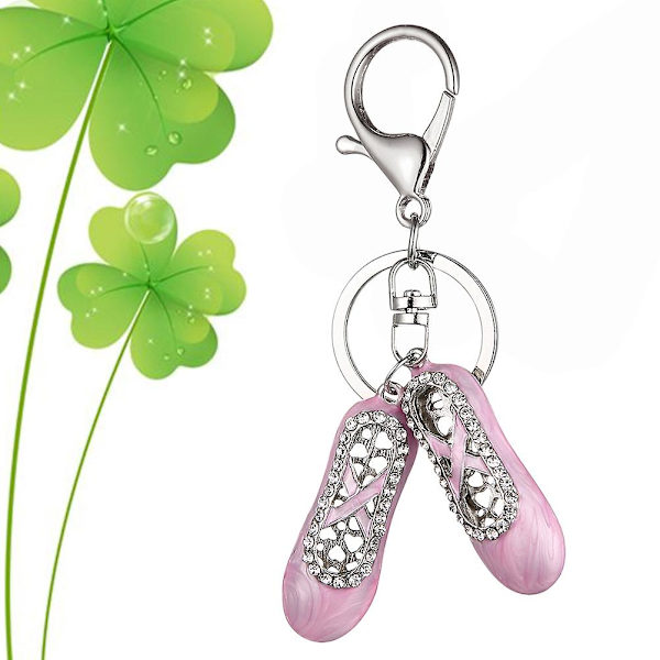 Rhinestone Ballet Sko Nøglering Bil Nøglering Pung Taske Vedhæng Dekoration Hængende Ornament Kreativ Gave (tilfældig farve)