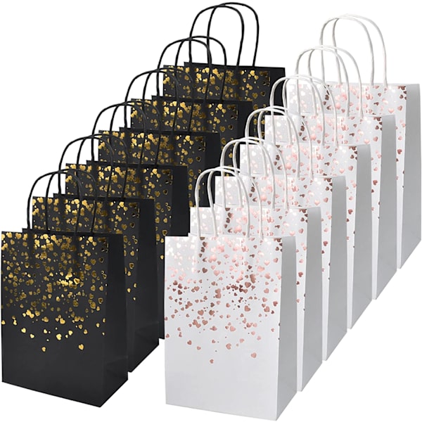 12 presentpåsar i kraftpapper, roséguldpapper