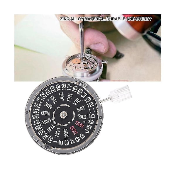 Nh36/nh36a Dubbel kalender Svart klockrörelse 3 O'klock position Automatisk mekanisk klockrörelse
