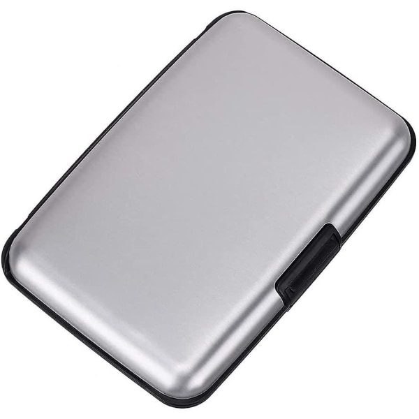 Kredittkortholder i aluminium Lommebokveske Veske Metall visittkortbeskytter Uk (sølv)