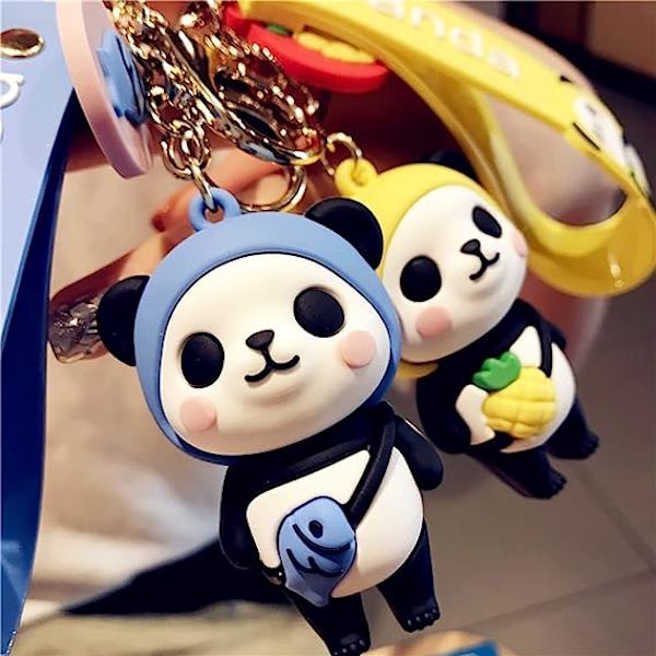 HSYHERE Lady Girl Cute PVC Panda avaimenperä Luova Uusi Vuosi Lahja Eläinriipus Pink Panda + Football