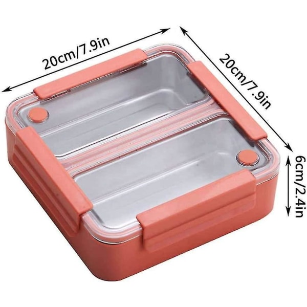 Wekity Madkasse Voksen Børn, forsegling Lækagesikker Separat Bento Box Madbeholder i rustfrit stål til mikroovn Opvaskemaskine-pink