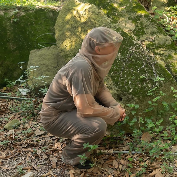Hyttysverkkopuku Camo Hunting Mesh Suit Bug Net Vaatteet Hupulla Ulkoiluun