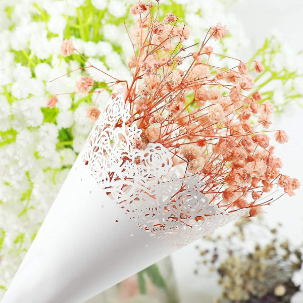 100 st Bröllopskonfettikottar Vit ihåliga rosformade papper kronbladskottar Bröllop