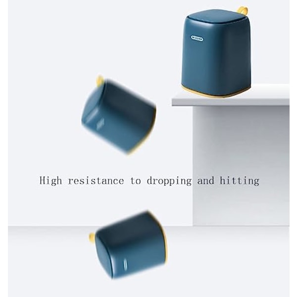 Mini skrivebords søppelbøtte med lokk, mini søppelbøtte med knapp lokk, moderne og søt s dark blue
