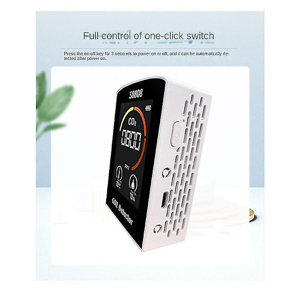 4-i-1 Digital CO2 Måler - Mål Kuldioxid, Luftfugtighed, Temperatur og TVOC Sensor Tester CO2 Luftmonitor