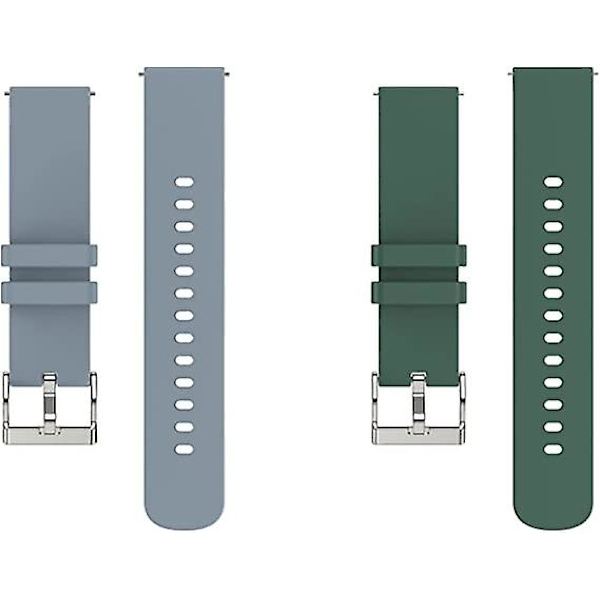2 stk. grå+blå) 20 mm udskiftningsrem til smartwatch, blød hudvenlig silikone, hurtigudløsning, smartwatch-rem
