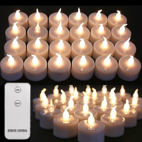 Tealights Remote Control Powered Flameless Flickering Candles 24pcs