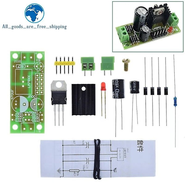 Diy-kit Lm7805 L7805 DC/AC Tre-terminalsspänningsregulator Strömförsörjningsmodul 5v 6v 9v 12v Utmatning Max 1.2a