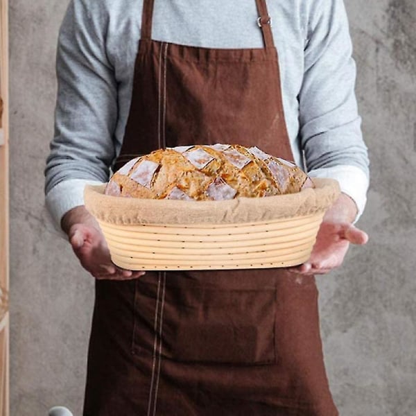 Soikea leivän kohoamisastia, käsityönä valmistettu Banneton-leivän kohoamisastia Brotform leivänveitsellä, taikinalle