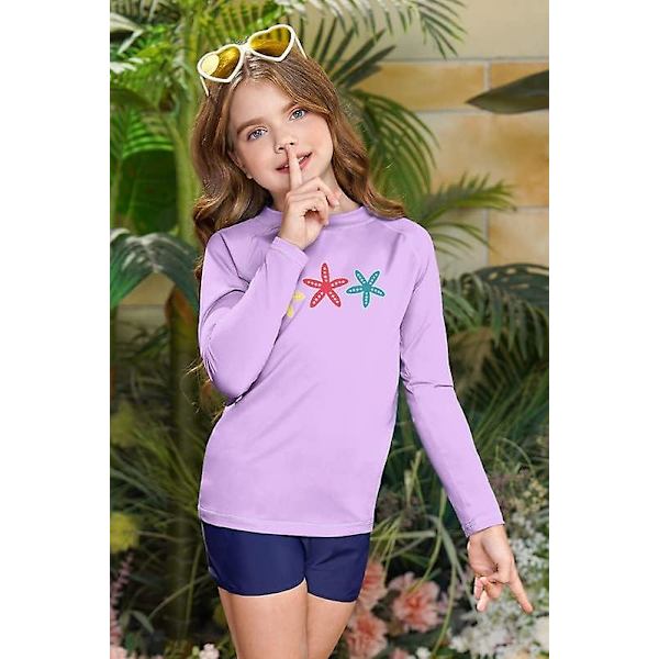Flickors långärmad rash vest UV-skydd rash top snabbtorkande rash guard 3-12 år