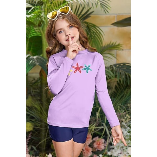 Pigernes Langærmede Rash Vest Uv Beskyttelse Rash Top Hurtigtørrende Rash Guard 3-12 År