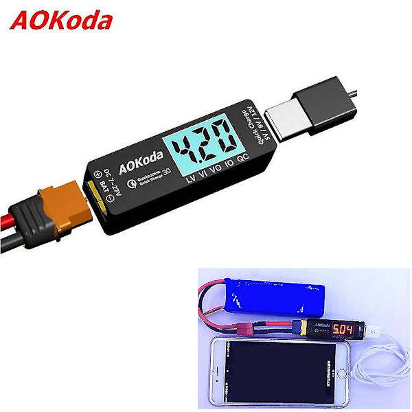 1 /2 / 5st Aokoda Lipo till USB Power Converter Qc3.0 Adapter Snabbladdare för Smartphone Tablet Pc Hög Kvalitet