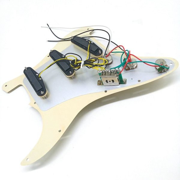 Elektrisk gitar Pickguard Pickuper Lastet forhåndskablet skrapeplatemontering Sss Gul