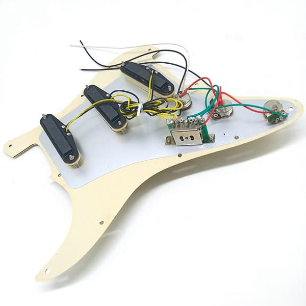 Elektrisk gitar pickguard pickups lastet prewired skrapeplate montering Sss gul