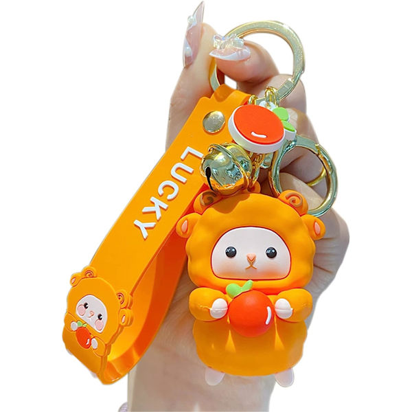 Söpö avaimenperä joululahja - Uusi vuosi Kawaii lammas avaimenperät poika tyttö laukku reppu orange brown holding apple