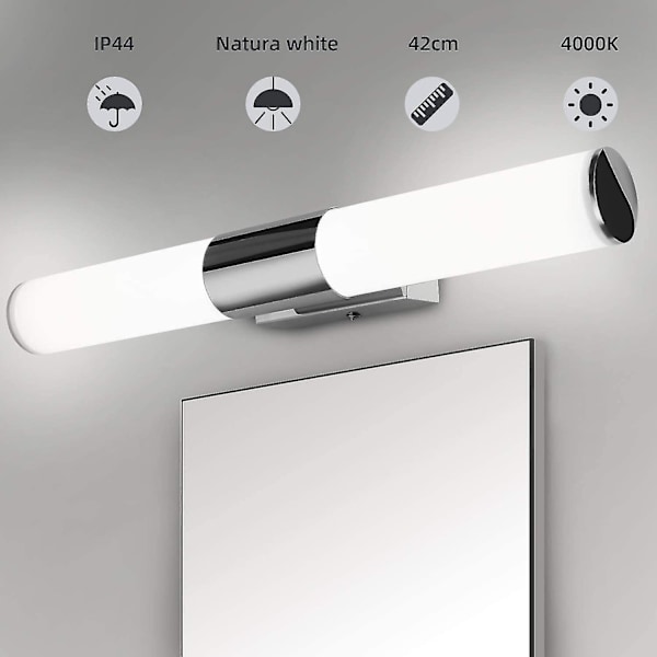 Badrumsspegellampa 42cm - 12w 1000lumen LED-vägglampa, Naturligt vitt 4000k