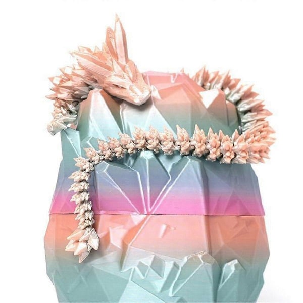 3D-tulostettu lohikäärme munassa, täysin nivelletty Crystal Dragon -työpöytälelu, koti-/toimistokoriste joulu, tyyli 3