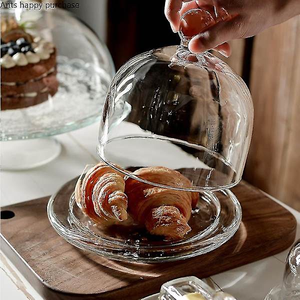 Transparent glas kageform høje fødder kage stativ glas låg brødform dessert tallerken dekorativ display stativ frugt snack bakke small 12.5cm