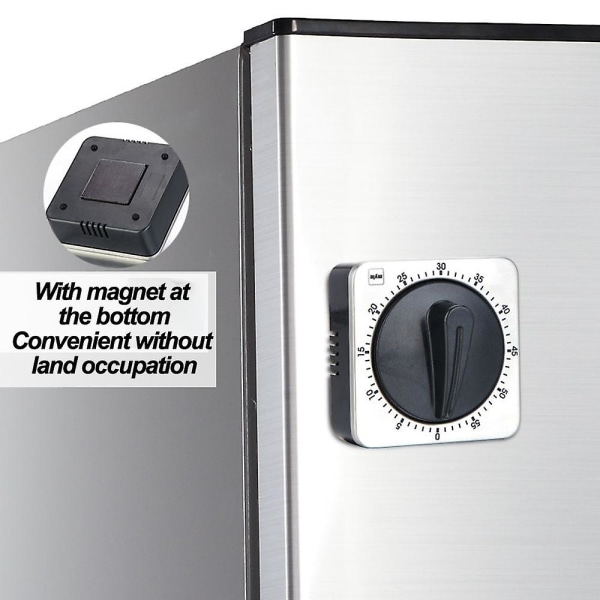 Kjøkken Nedtellingstimer Magnetisk 60 Minutters Opptrekk Mekanisk Timer Rustfritt Stål For Hjem Baking Matlaging Stekeovn