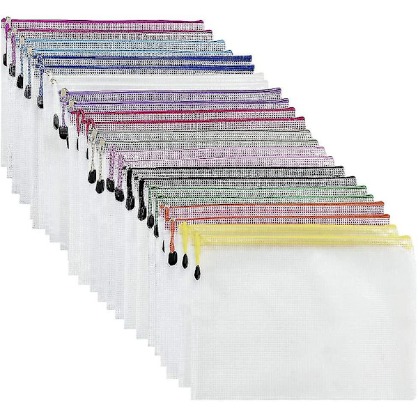 Plastiklommer - 24 stk. Plastikmapper Dokumentlommer A5 Ziplock-poser Plastiklommer