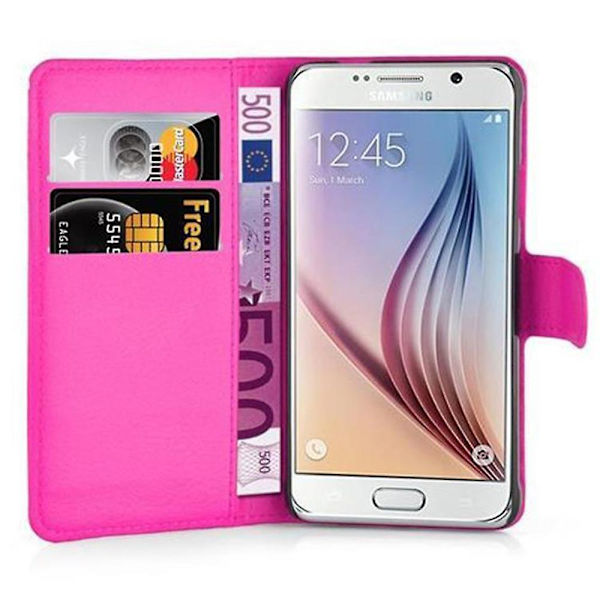 Samsung Galaxy S6 -kotelo - korttipaikoilla ja jalustatoiminnolla CHERRY PINK