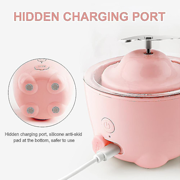 Bærbar Juicer Husholdning Elektrisk Juicer Kop Frugt USB Opladning Mini Smoothie Blender(1 stk, Pink)