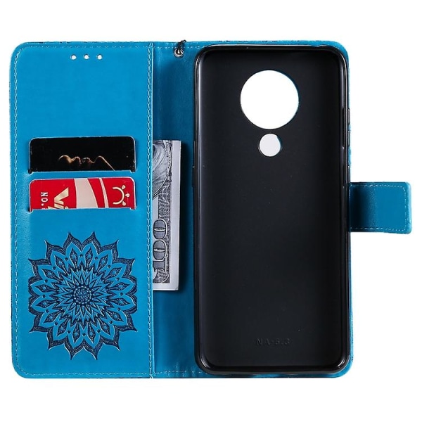 Nokia 5.3 Sun Embossing Pattern -vaakasuora kääntyvä case Blue