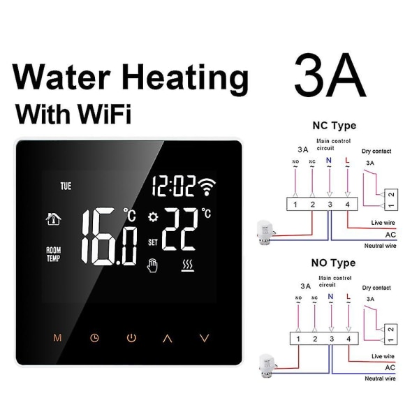 Tuya Wifi Smart Termostat, 3a Lcd Elektrisk Golvvärme Wa