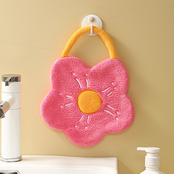 Handdukar för upphängning med hängande ögla, absorberande handduk för rengöring och torkning av badrum Rose red