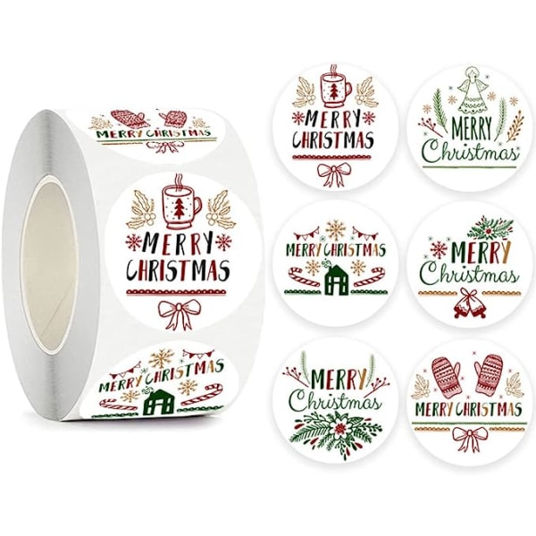 500 stykker Merry Christmas-klistremerker Etiketter Rull 1,5 tommer 6 design rund jul Style 5