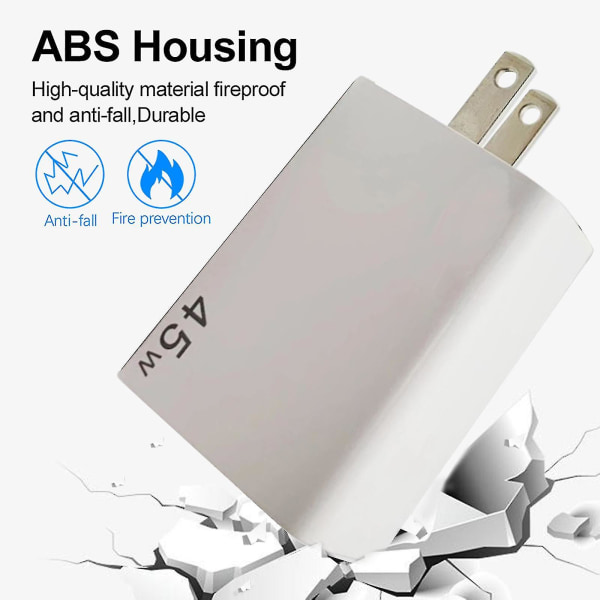 45w Usb+type-c Gan Hurtiglading Adapter Rask Vegglader Usb C Lader