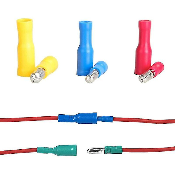 100 stk. isolerede han- og hunkontakter til elektriske crimp - Crimp-konnektorer