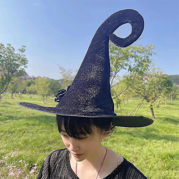 Svart Flanell Roshatt Dansfestföreställning Hatt Halloween Magisk Hatt Häxhatt