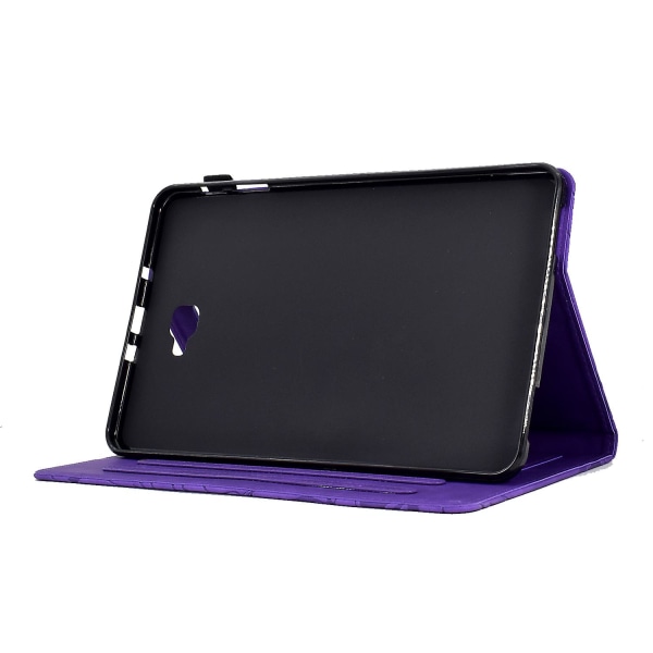 For Samsung Galaxy Tab A 10.1 (2016) T580 T585 Pu lær nettbrettstativ-veske påtrykt trekortholderdeksel Purple