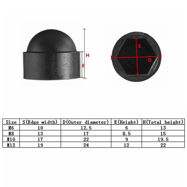 10 kpl M6 M8 M10 M12 muoviset metriset kupupään pultit mutterit koristeelliset