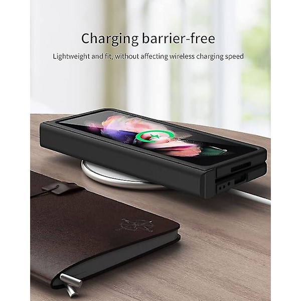 Galaxy Z Fold 3 Fodral, Skydd för gångjärn, Robust PC-skal med skärmskydd, Fullt skydd (svart)