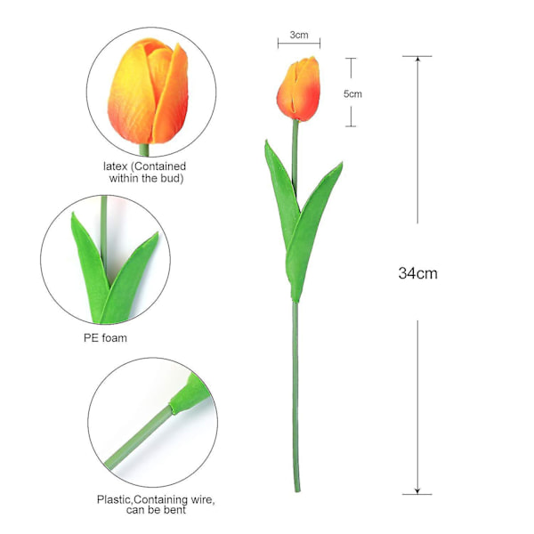 10 stk Kunstige Blomster Falske Blomster Tulipan Latex Material Ekte Berøring For Bryllup Rom Hjem Hotell Fest Dekorasjon Og Diy Dekor 9 20pcs