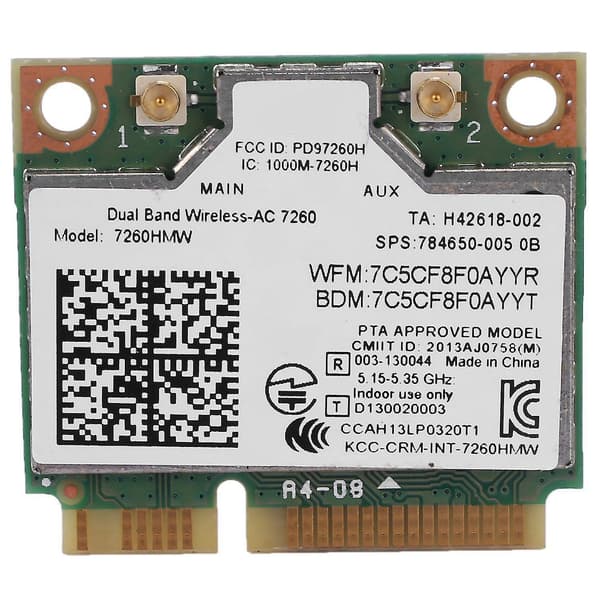Dual Ac1200 Langaton Sovitin Intel 7260 7260hmw Ac Mini Pci-e 2.4g/5g Wifi + Bluetooth
