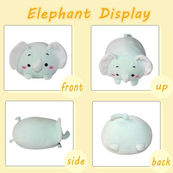 8 tum söt elefant Squishy plysch kramkudde, supermjuk tecknad plyschdjur leksak gåvor för sängkläder, barn sovande Kawaii kudde