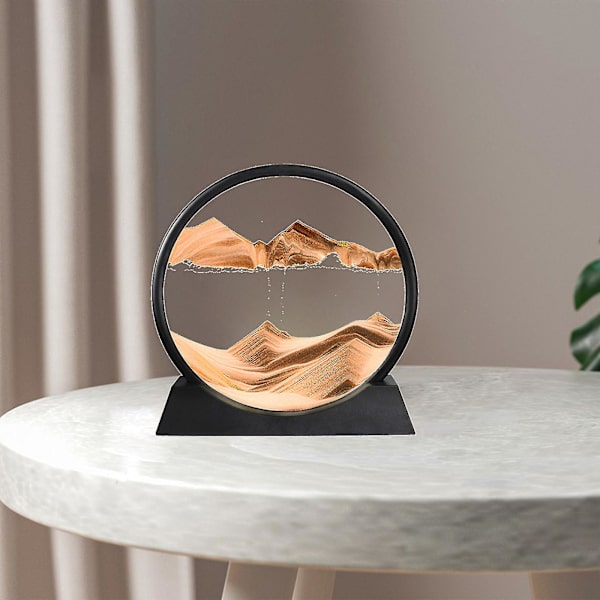 Dynamisk sandkonst 3d flytande rörelse, rörlig sand havssandskap flytsand färg ny golden