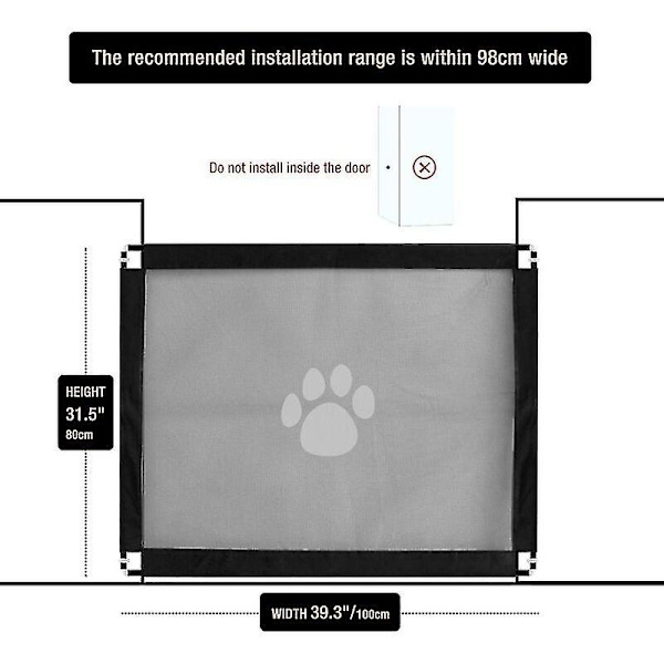 Enkel installasjon låsbar hundeport - Kjæledyrbarriere trappeport (80cm x 100cm)