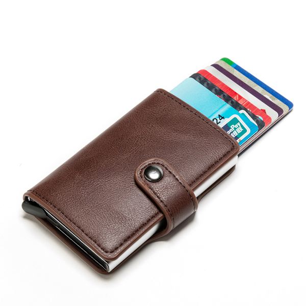 Mörkbrun RFID NFC-skyddad plånbokskortfodral 5 kort (äkta läder) Dark brown
